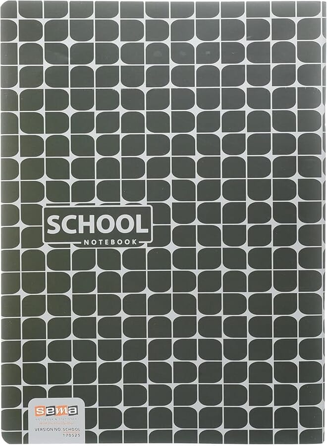 Sema School 56-Sheet Notebook: Stylish Ruled Design, 29.5x20.8 cm, Perfect for School in Olive